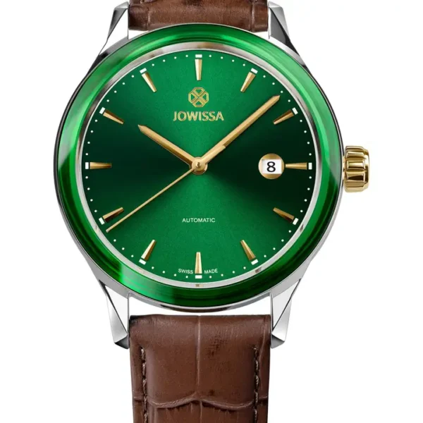 JOWISSA Montre automatique suisse Virtuo en acier / vert / marron J4.554.L, Acier / vert / marron, 41 mm