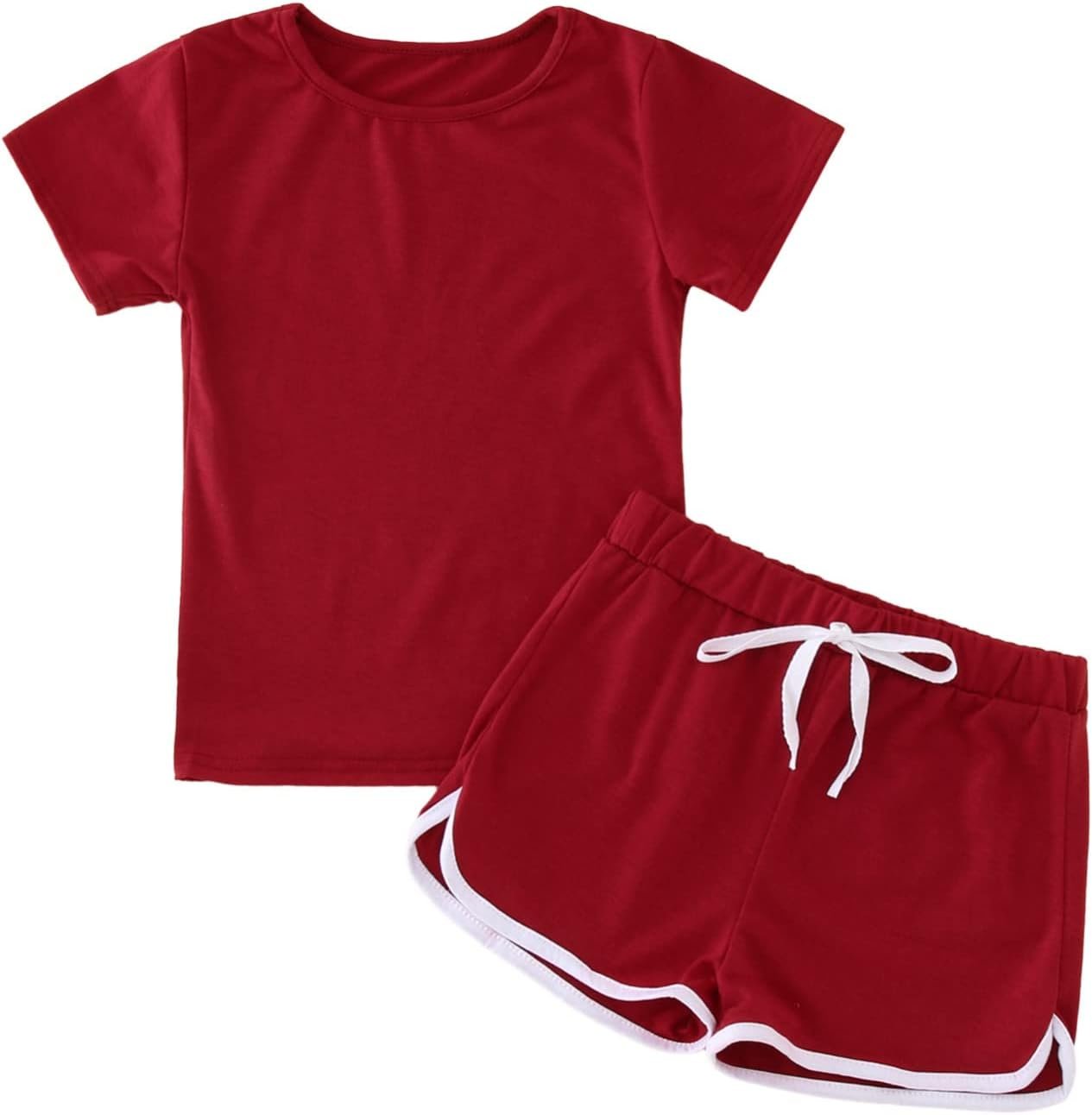 Xiaojiu Combinaison Fille Noir Toddler Kid Baby Girl Outfits Cartoon Print Vest T-Shirt Tops + Shorts Ensemble De Vêtements Combinaison Fille