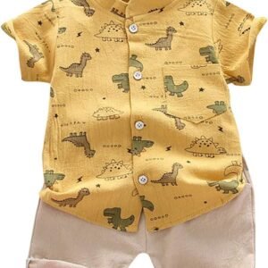 Xiaojiu Tenue Bébé Garçon 4 Ans Noir - Ensemble Pantalon et Chemise avec Tops et Shorts - Habillé Décontracté - Coton/100%